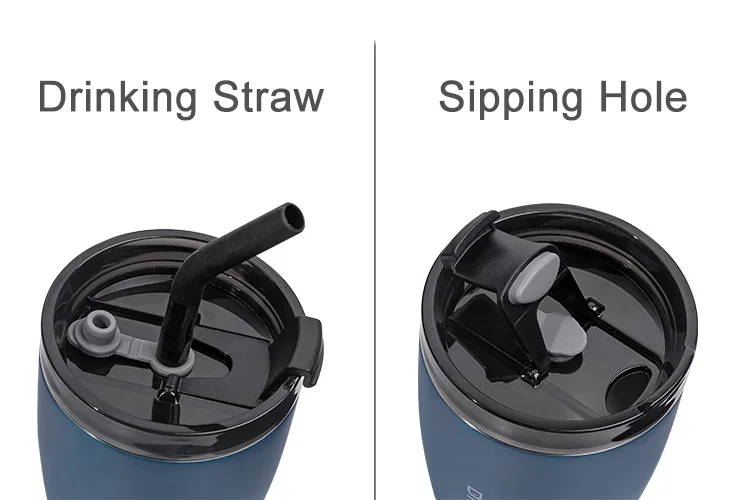 Custom wholesale double walled vacuum insulated stainless steel coffee tumbler mug with straw