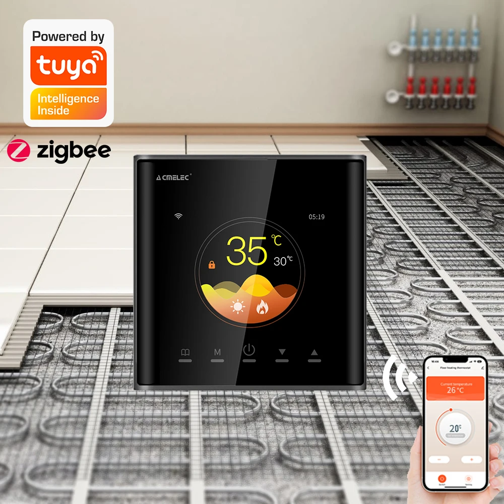 Zigbee Tuya Convert Thermostat Indoor for Water Floor Heater Wifi Smart Temperature Controller Voice Work Alexa Google Yandex