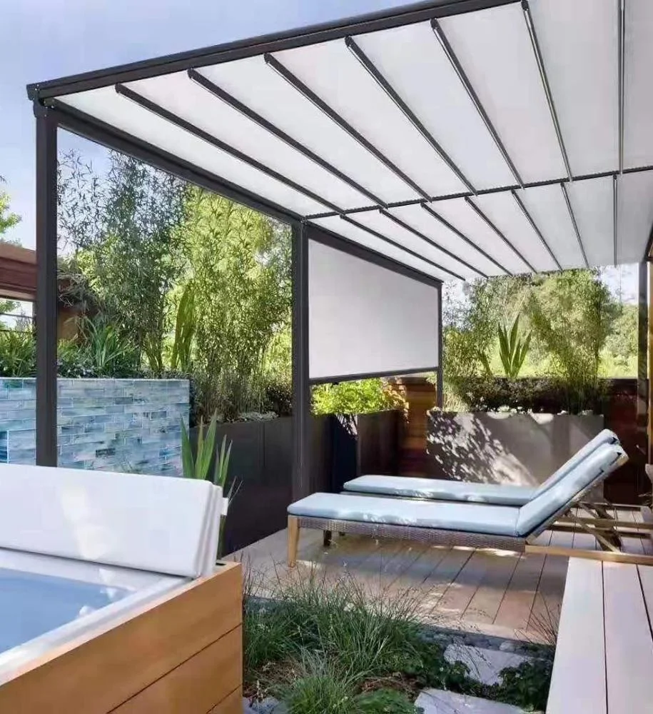 PVC Retractable Sunshade Side Awning Durable Deck Aluminum Chinese Sun Rain Protection for Retractable Awning Roof