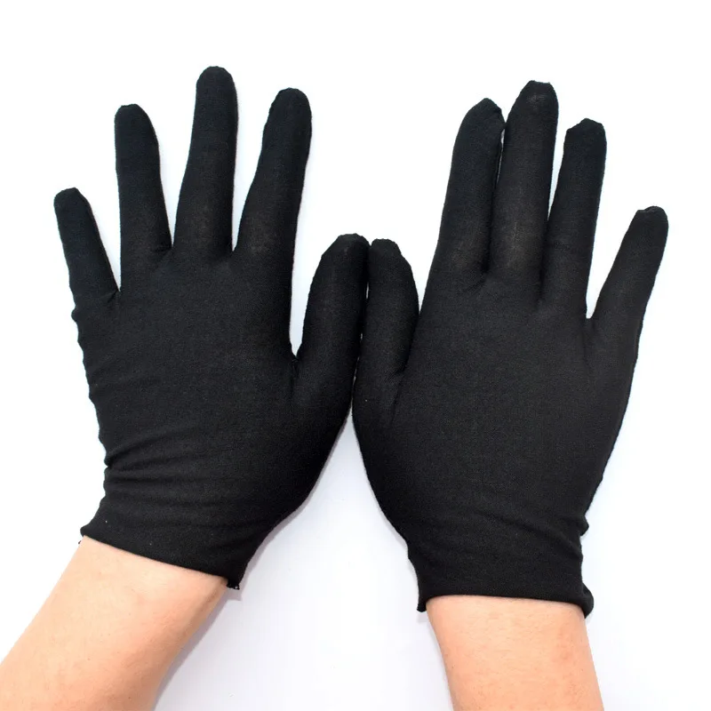 Manufacturers wholesale black cotton gloves thick work protection gloves tray bead play etiquette cotton gloves