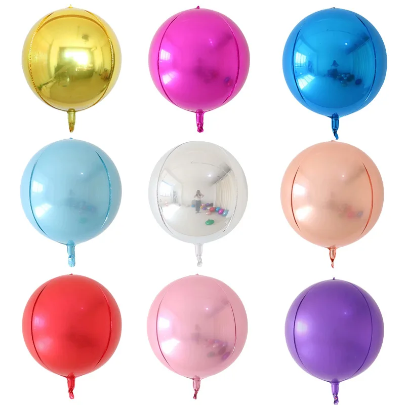 
Top Selling 22inch 4D Round Shape Metallic Foil Balloon For Wedding Party Decoration 