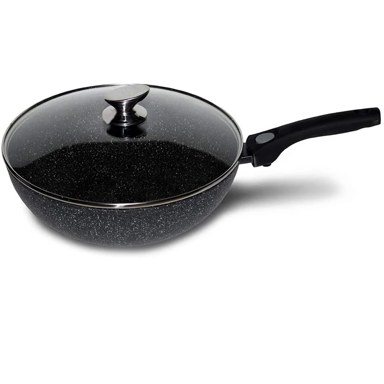 Woks и сковородки для жарки с круглым плоским дном Wok съемная ручка алюминиевая антипригарная
