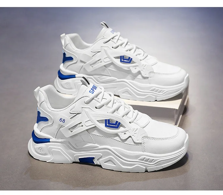 Mens New Breathable White Shoes Mens Trendy And Versatile Interior Height Increasing Sports Casual Running Dad Shoes