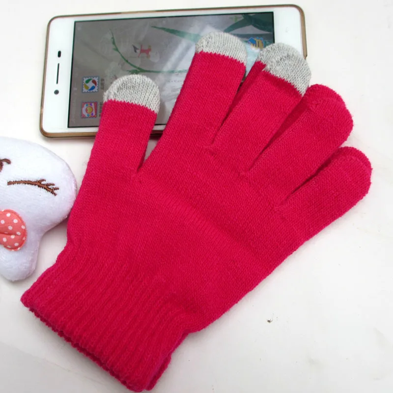 Mix Colors Size Winter Gloves Tablet Acrylic Knitted Gloves Smartphone Touch Screen Gloves Acrylic