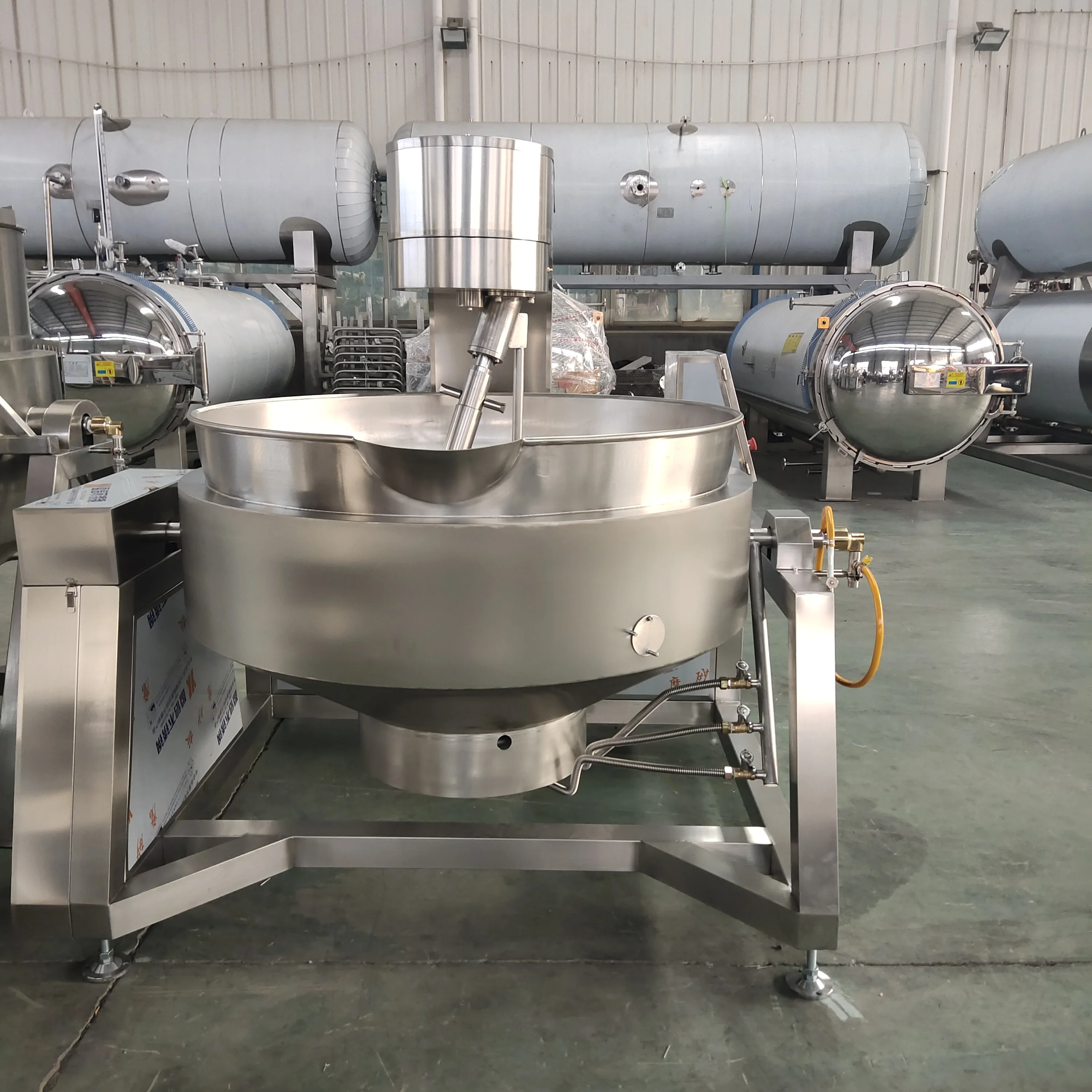 Industrial Electric Heating Tilting Automatic Planetary Cooker Self Stirring Gas Cooking Pot With Planetary Mixer