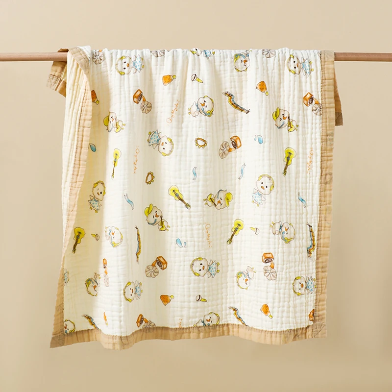 Newborns 6-Layer Pure Cotton Wide Edge Baby Bath Towel Soft Breathable Blanket Baby Sleeping Blanket Children quilts