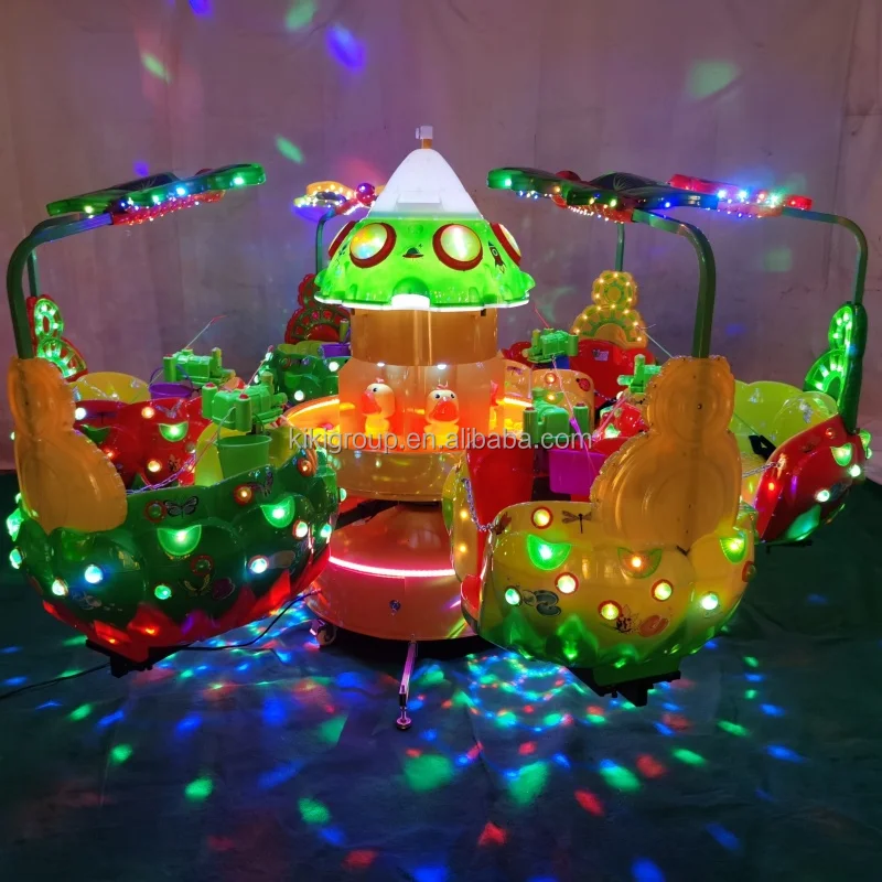 Commercial 6 children luminous with fishing games playground large carousel horse ride for kids