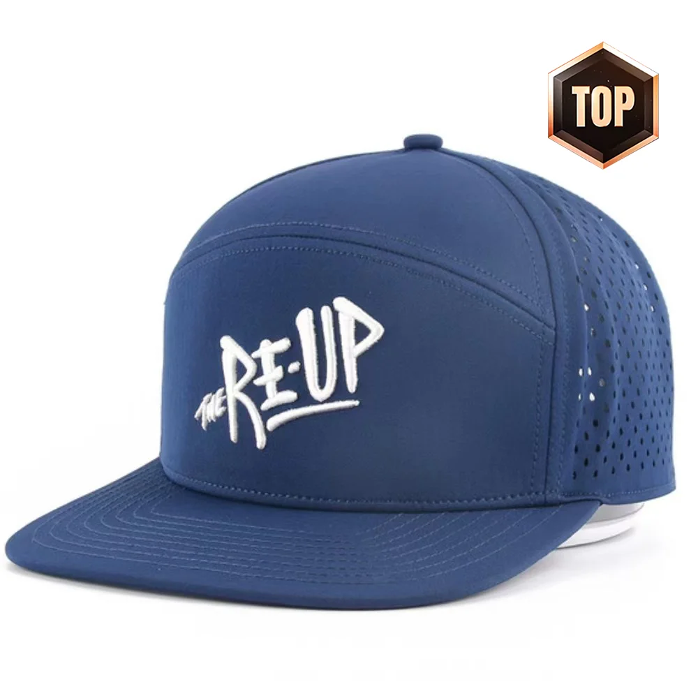 Custom embroidery  high quality   perforated laser cut hole Flat Brim snapback hiphop  waterproof sport Gorras baseball cap hat