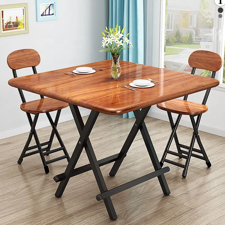 Home small cheap modern simple folding wood dining table and chair sets for living room