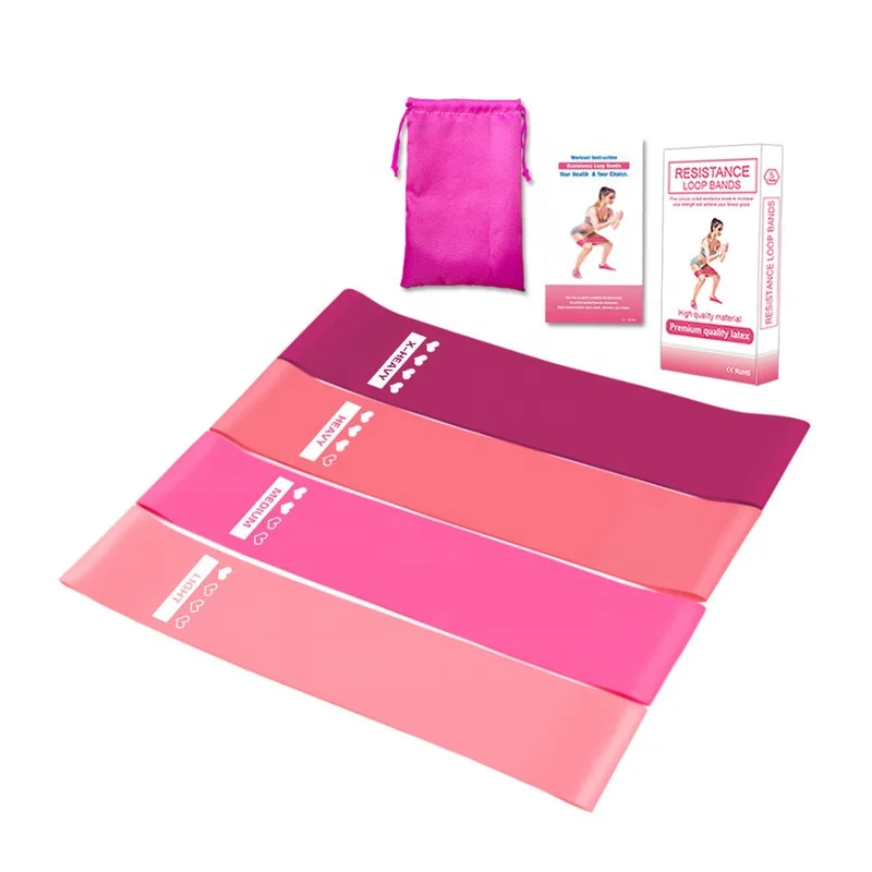 Pink Yoga Resistance Bands 4 Level Rubber Training Pull Rope For Sports Pilates Expander Fitness Gum Gym Workout Equipment