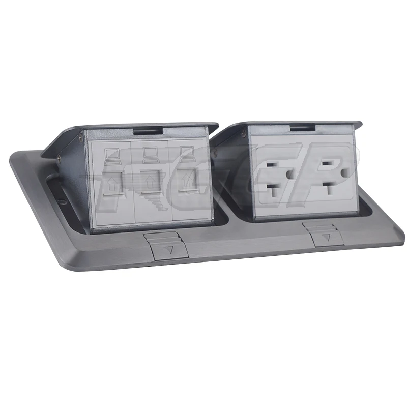U&L approval american floor receptacle socket outlets  /us duplex double pop up floor box socket with  rj45