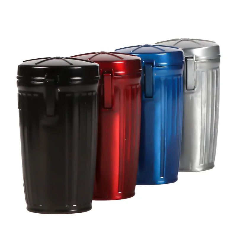 Erliao novel design ashtray wholesale metal Trash can shaped ashtray portable indoor outdoor ashtray