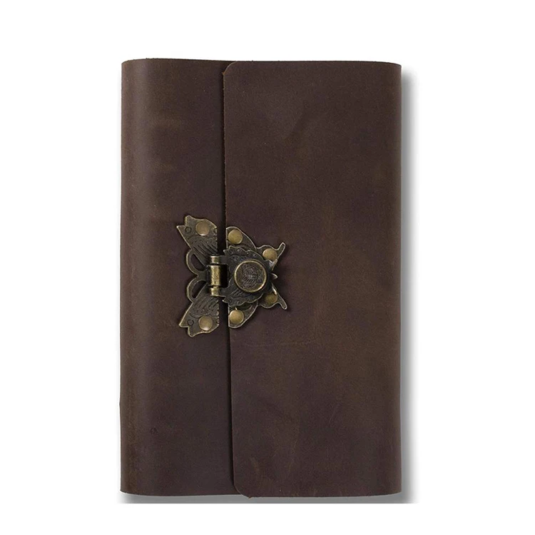 Fancy Writing Plain Handmade Leather Students A6 Ring Binder Notebook