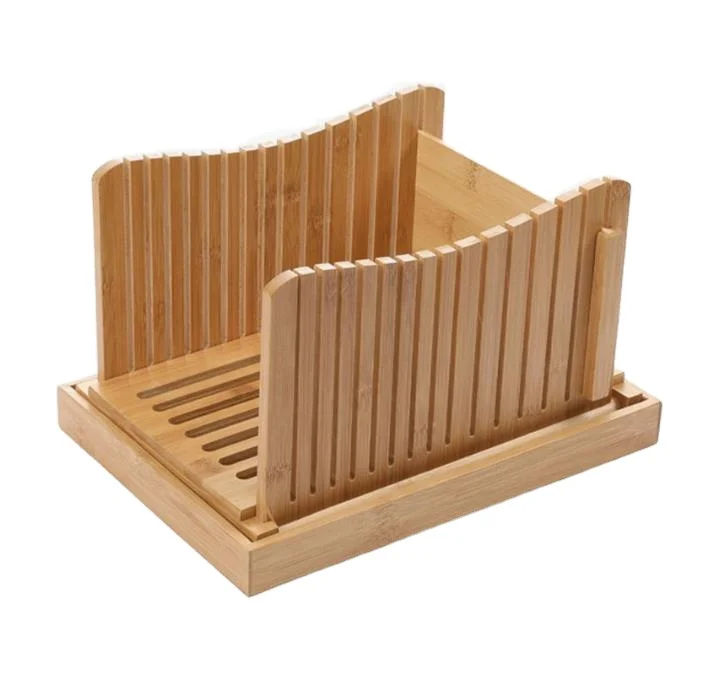 Multi functional bread slicer Bamboo wood box Foldable toast slicer Bamboo wood