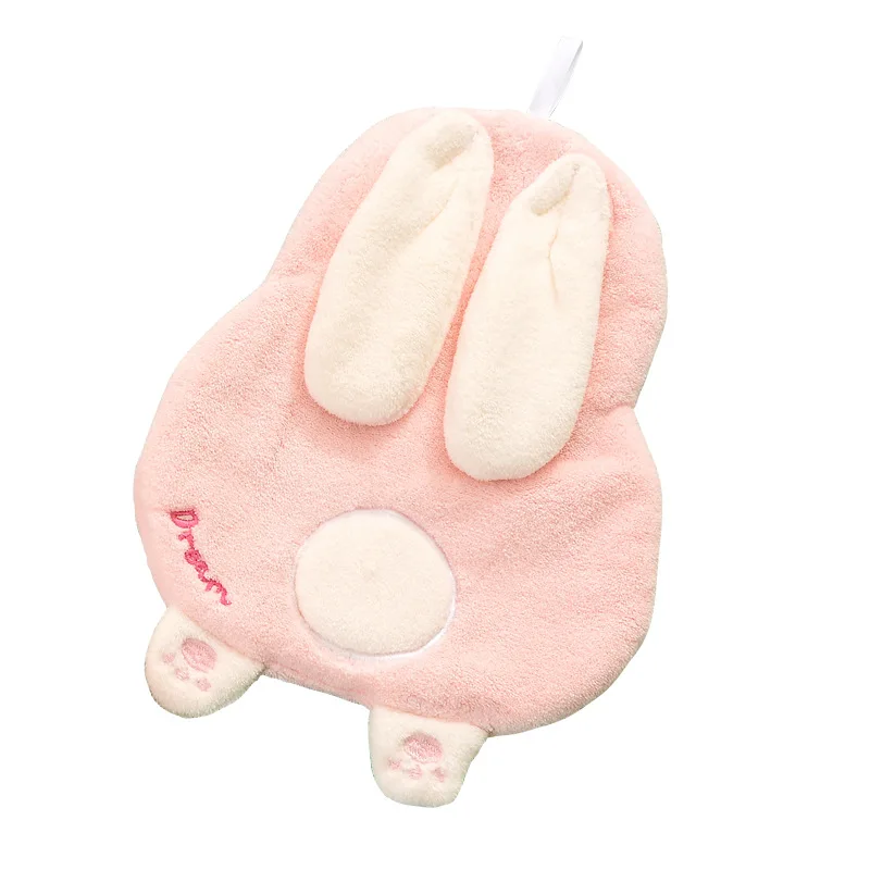 Little rabbit coral velvet hanging cartoon thickened hand towel kitchen household cute absorbent hand towel