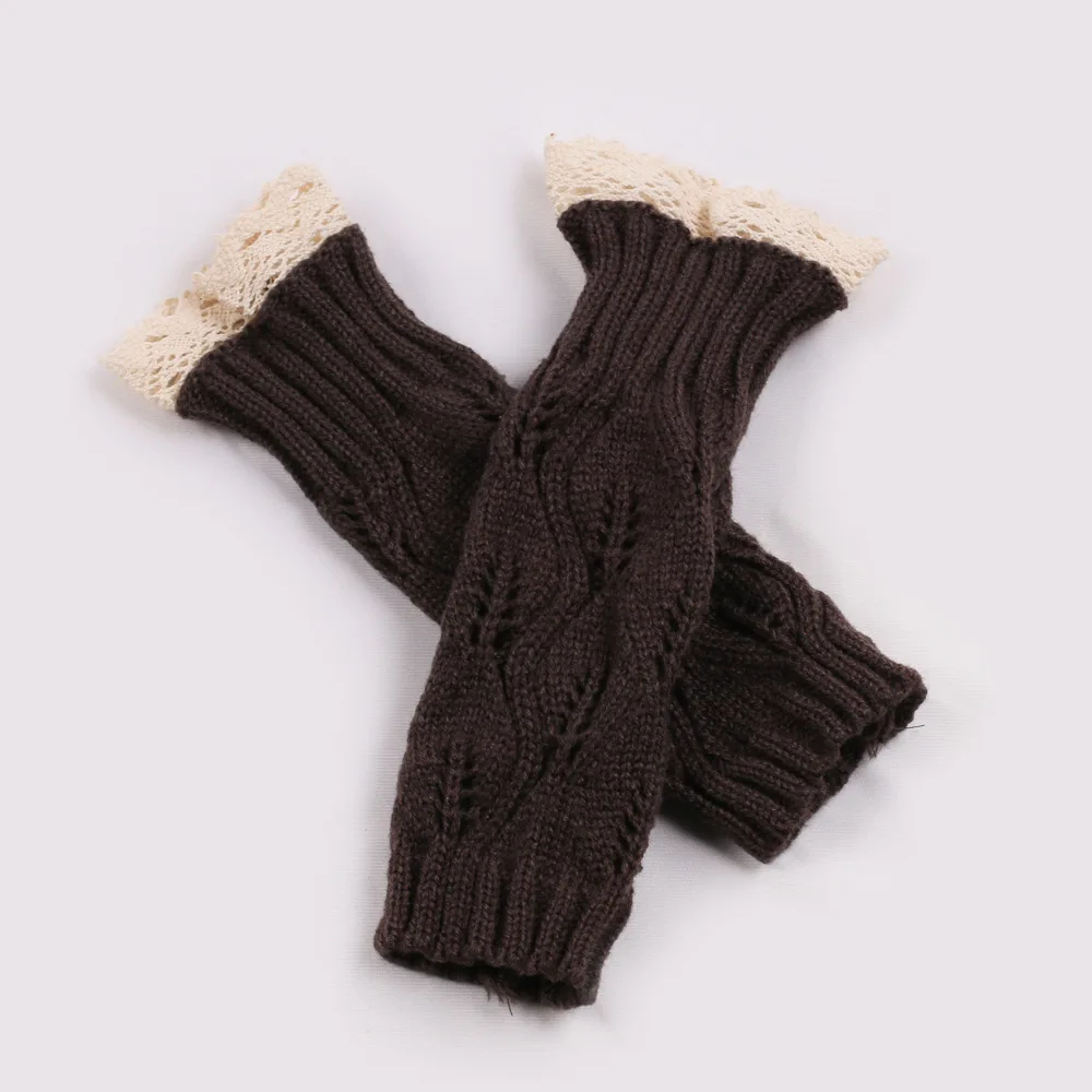 Autumn and winter new style acrylic knitted lace lotus leaf lace wrist sleeve