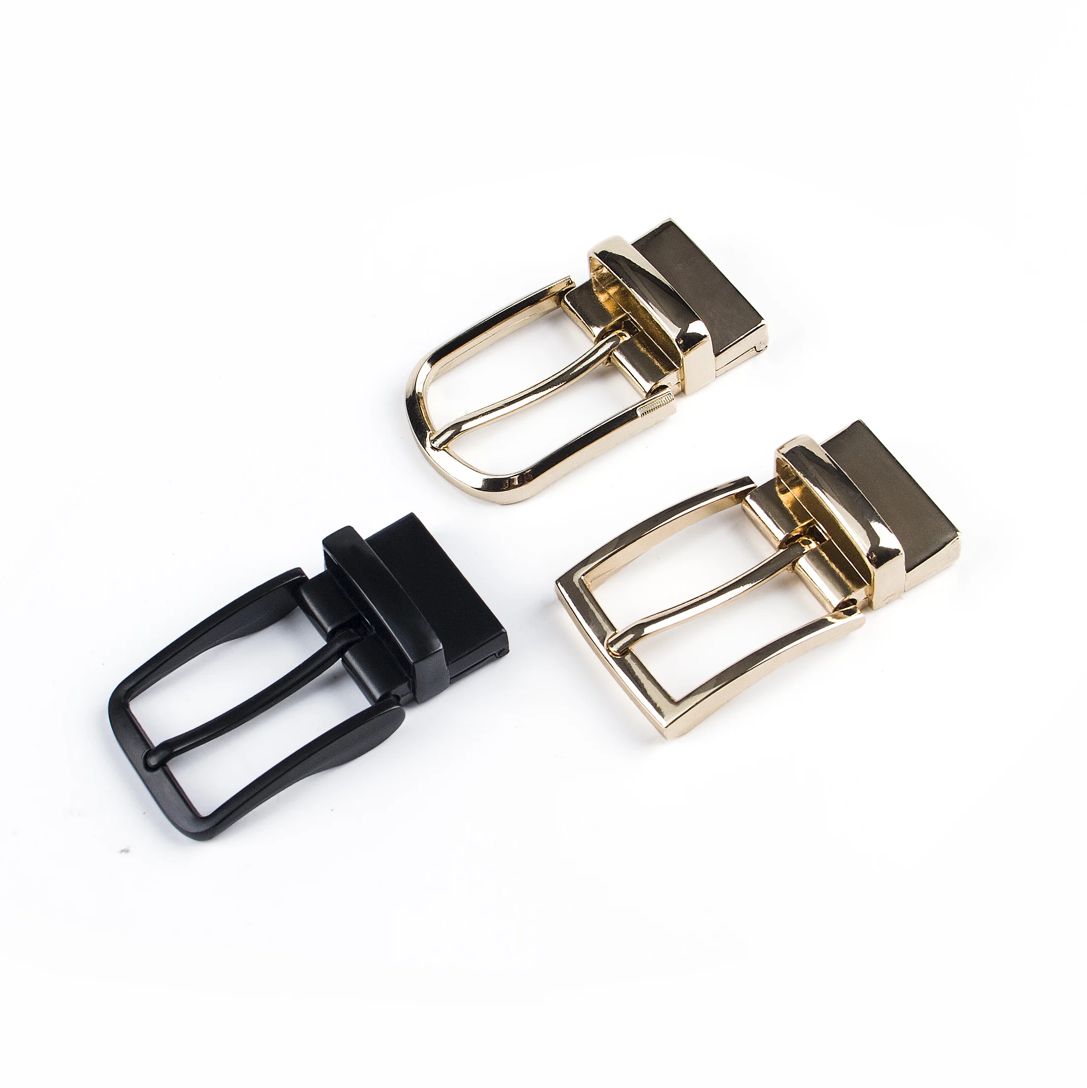 Designer luxury reversible gold buckle with belt pin buckle