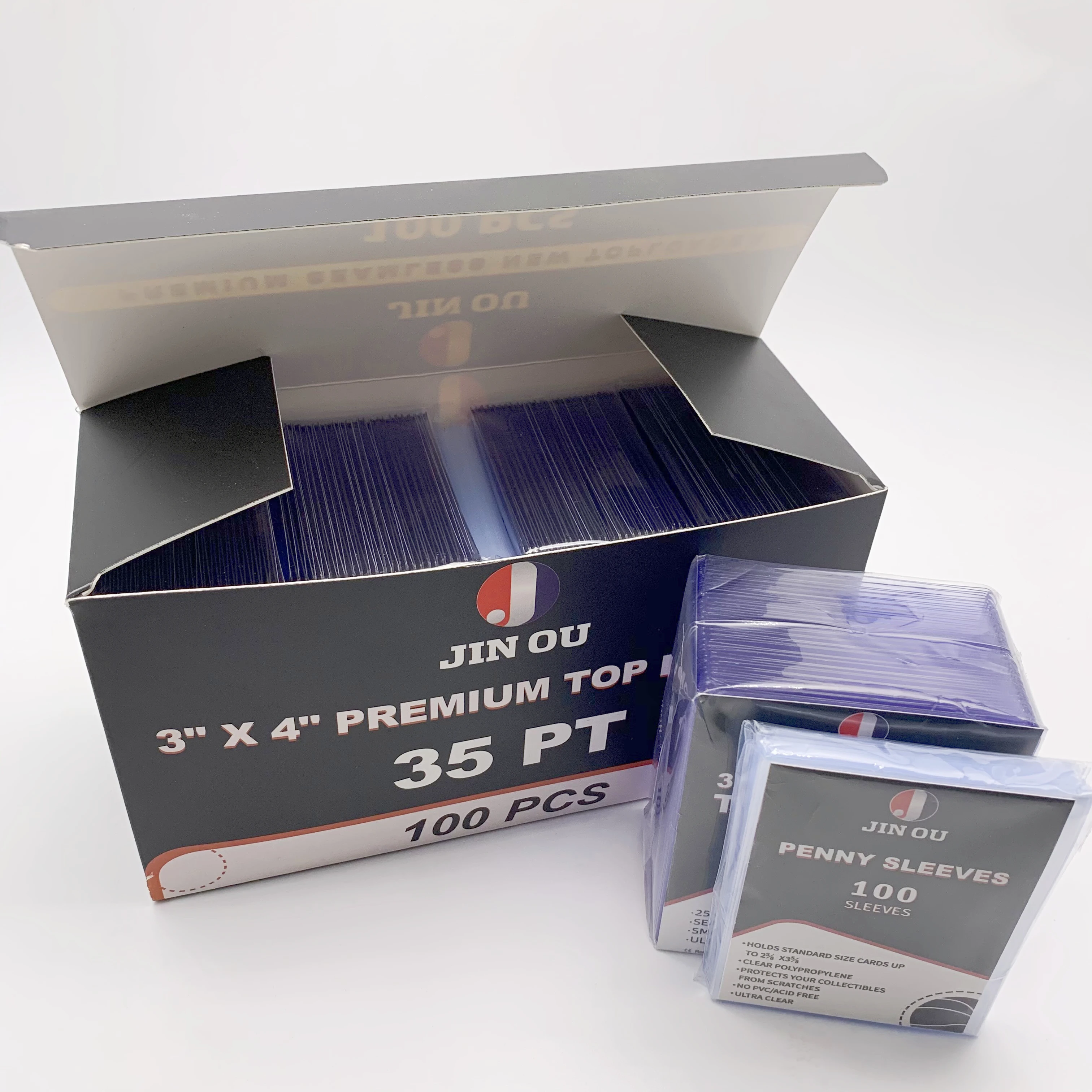 100 pack Thick Plastic Top Loader Trading Holder Clear Rigid Toploader  JO-KY-01