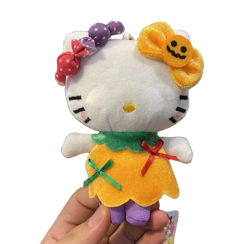 New Factory Wholesale Halloween Pumpkin Candy Lollipop KT Cat Cute Mini Pendant Plush Doll Backpack Ornament