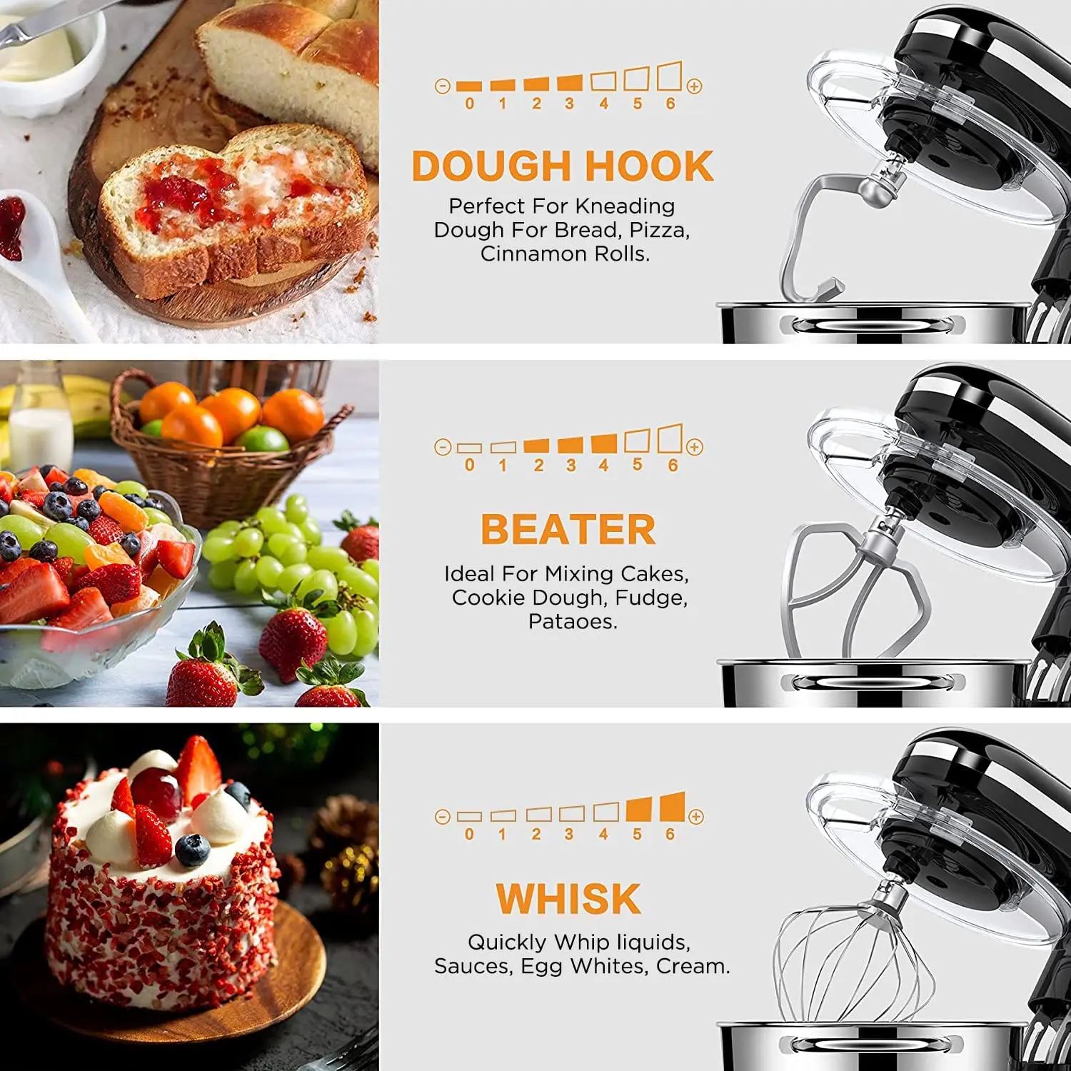 Hot Selling Kitchen Appliances Electric Home Spiral Bread Dough Mixer Stand Food Mixers for Bakery With Dough Hook