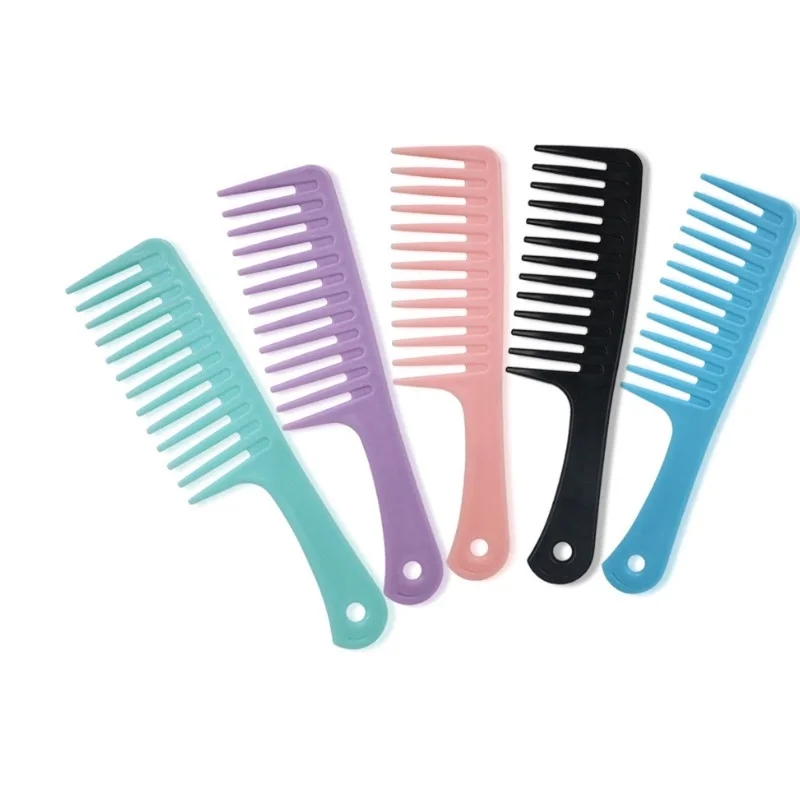 wholesale Custom Logo Printed plastic wide tooth hair comb salon or home hairdressing comb plastic comb