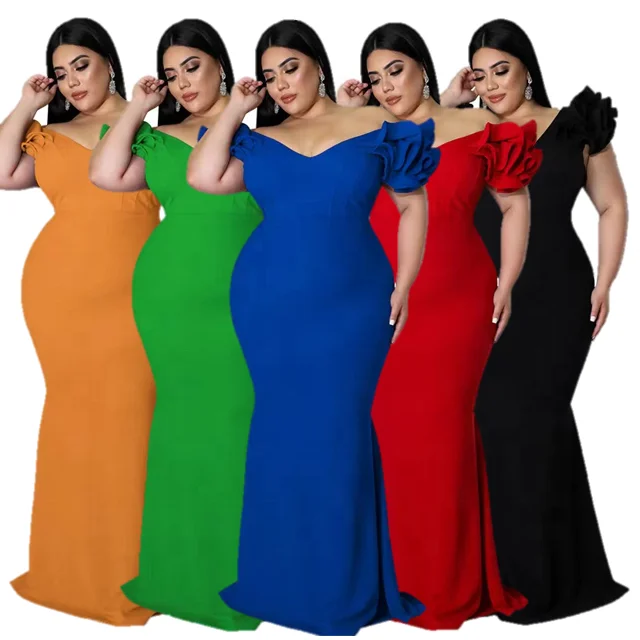 5XL Plus Size Wedding Party Dresses For Lady Party Women Evening Dresses Women Lady Party Off Shoulder Dresses Formal Wear