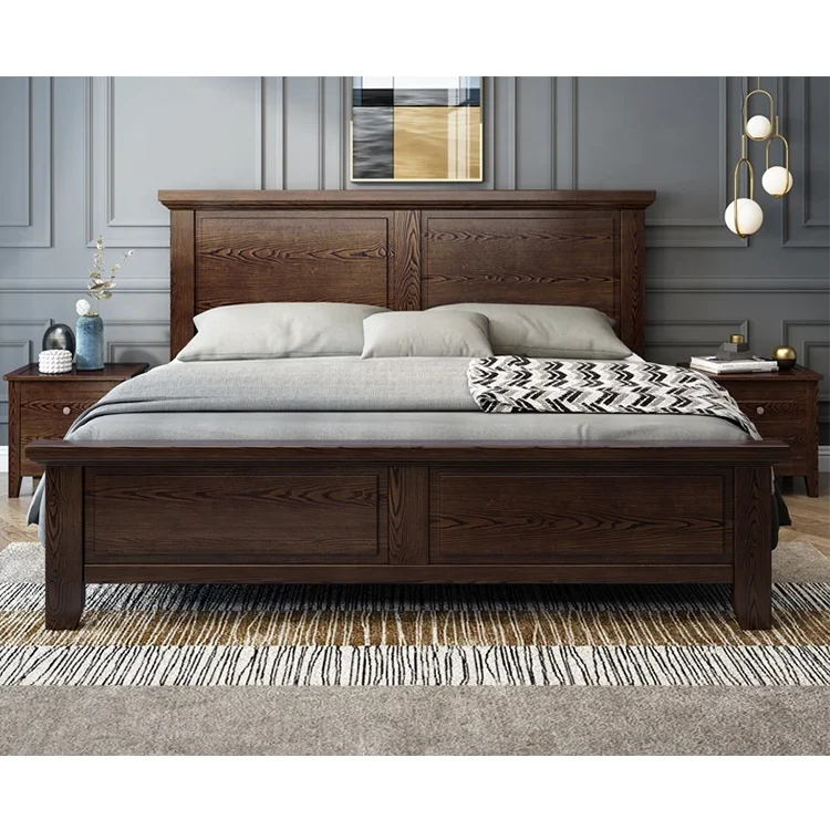 Modern Style Home Furniture Luxury Solid Wood Soft Bed