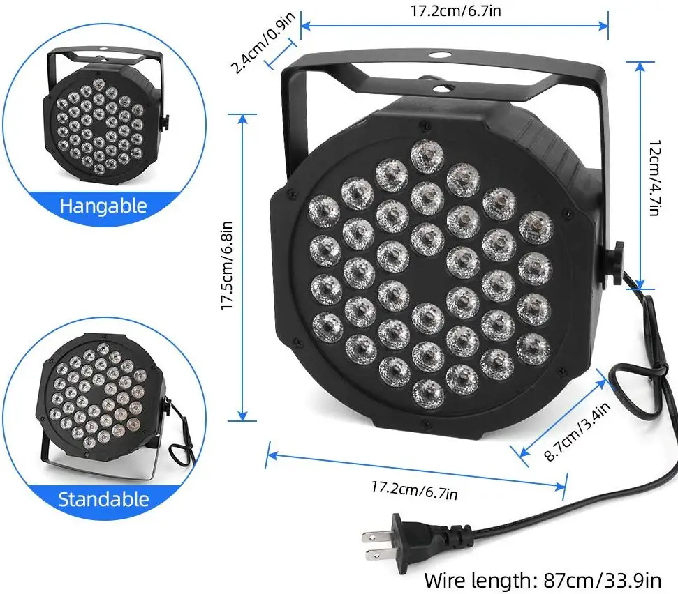 36W  Remote Controls DJ Disco Lights LED Par Light Strobe Lights UV Blacklight