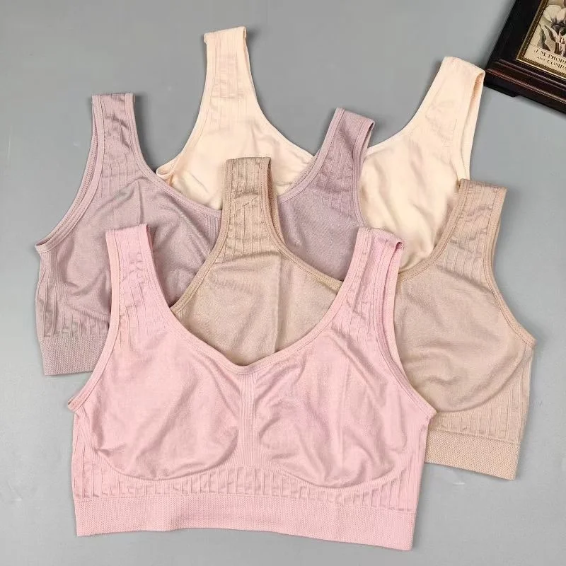 Mom Underwear Comfortable Nylon Vest for Women Bra Full Cup Thin Bra