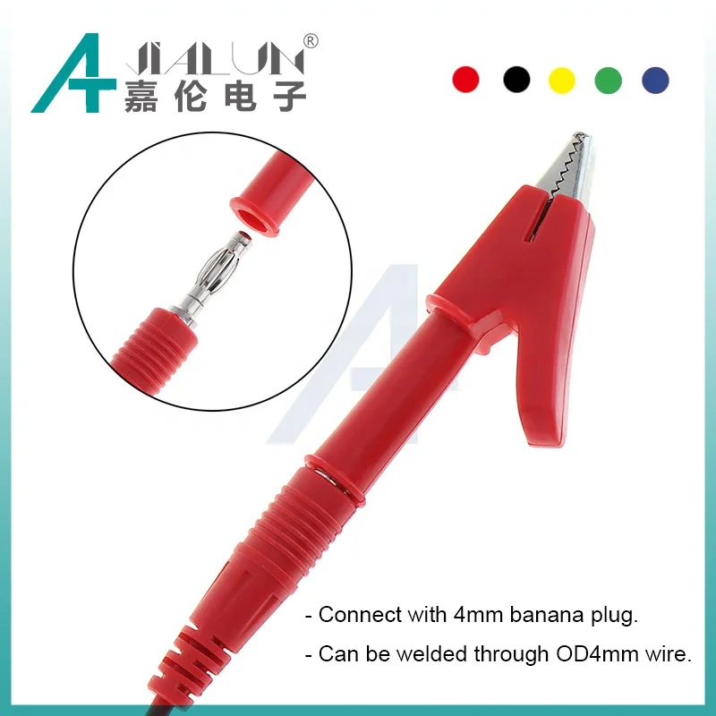 JIALUN Copper Multimeter Test Lead Probes Alligator Clips to 4MM Banana Jack Crocodile Clamp