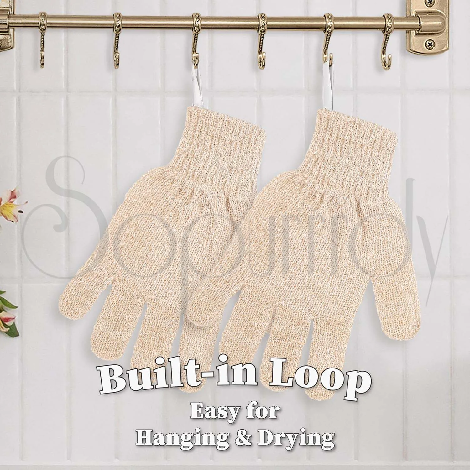 Custom Logo Bath Shower Gloves Exfoliating Dead Skin Gloves Soft Nylon With Hanging Loops Glove For Man Women Washing Body