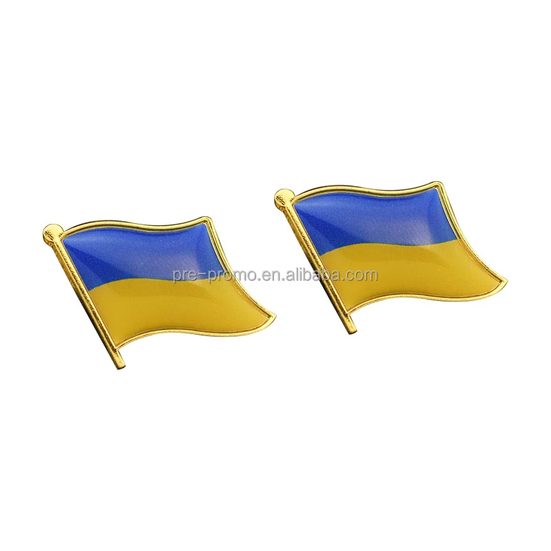 Custom Wholesale Gold Ukraine Flag Pin Brooch Lapel Pins Badge