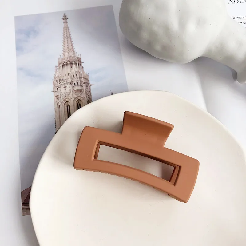8CM Korean Style Matte Macaron Color Square Shape Acrylic Hair Clips Claw Accessories For Women Ladies