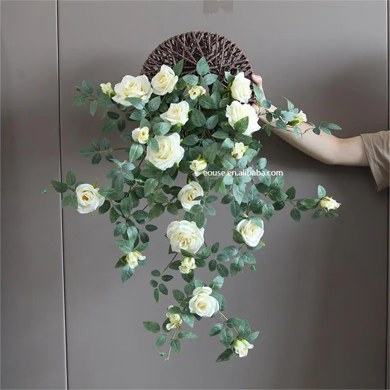 Artificial Rose Flowers Wall Hanging And Plants For Garden Wedding Decoration Hanging Flower Rose Wall Panel For Wedding