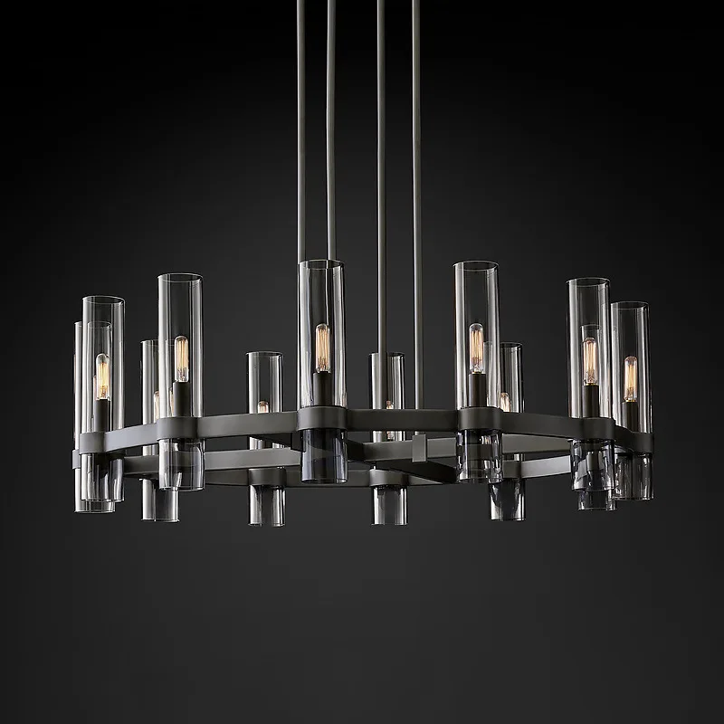Hanging Lamp American black Pendant Lighting Fixtures bronze finish Round Chandeliers