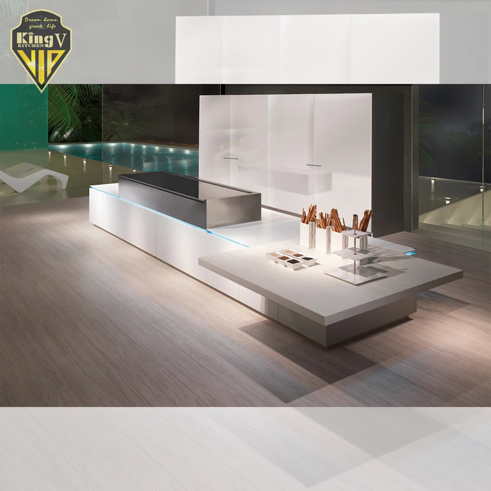 Modern custom make high gloss lacquer kitchen cabinet white kitchen cabinets waterproof KINGV