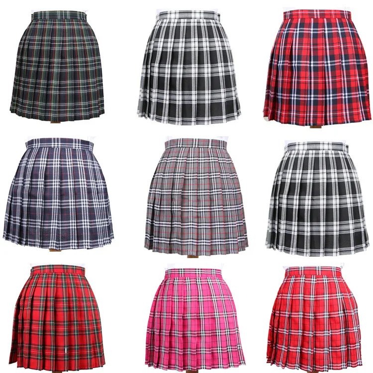 Wholesale popular japanese pleated tartan school uniform short skirt for girls