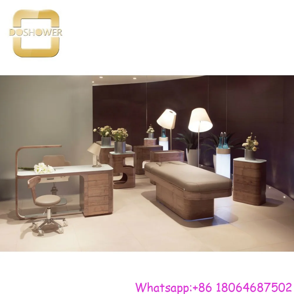 electric massage bed wooden base with headrest adjustable facial bed for spa bed massage table supplier