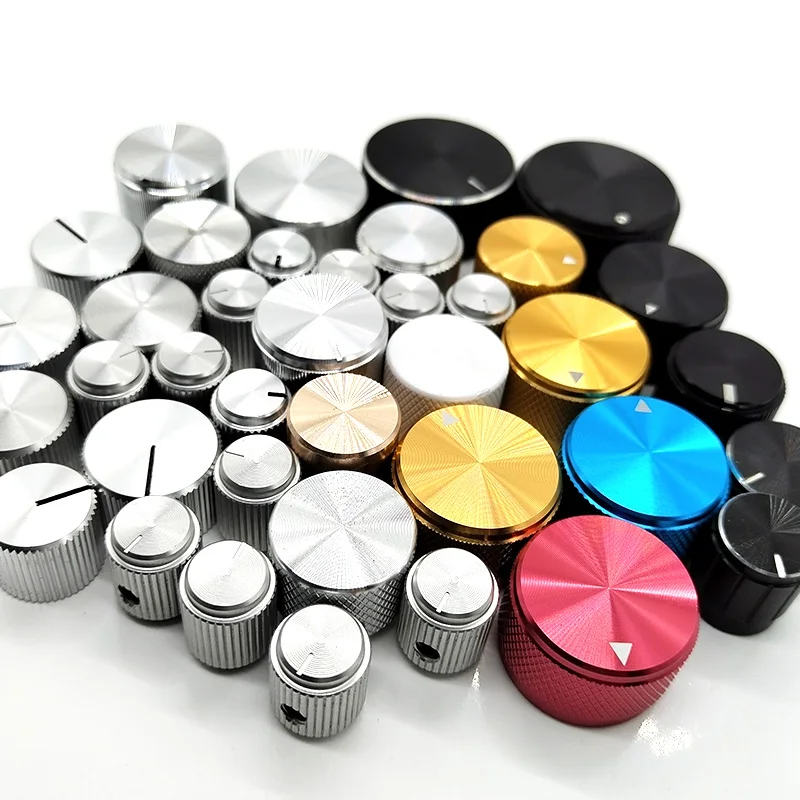 Custom CNC Machined Black Solid Full Aluminum Knurled Guitar Volume Encoder Knob