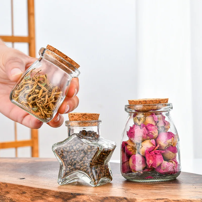 Wholesale Empty round wide mouth mini yogurt cans  food container glass pudding bottles with cork cover