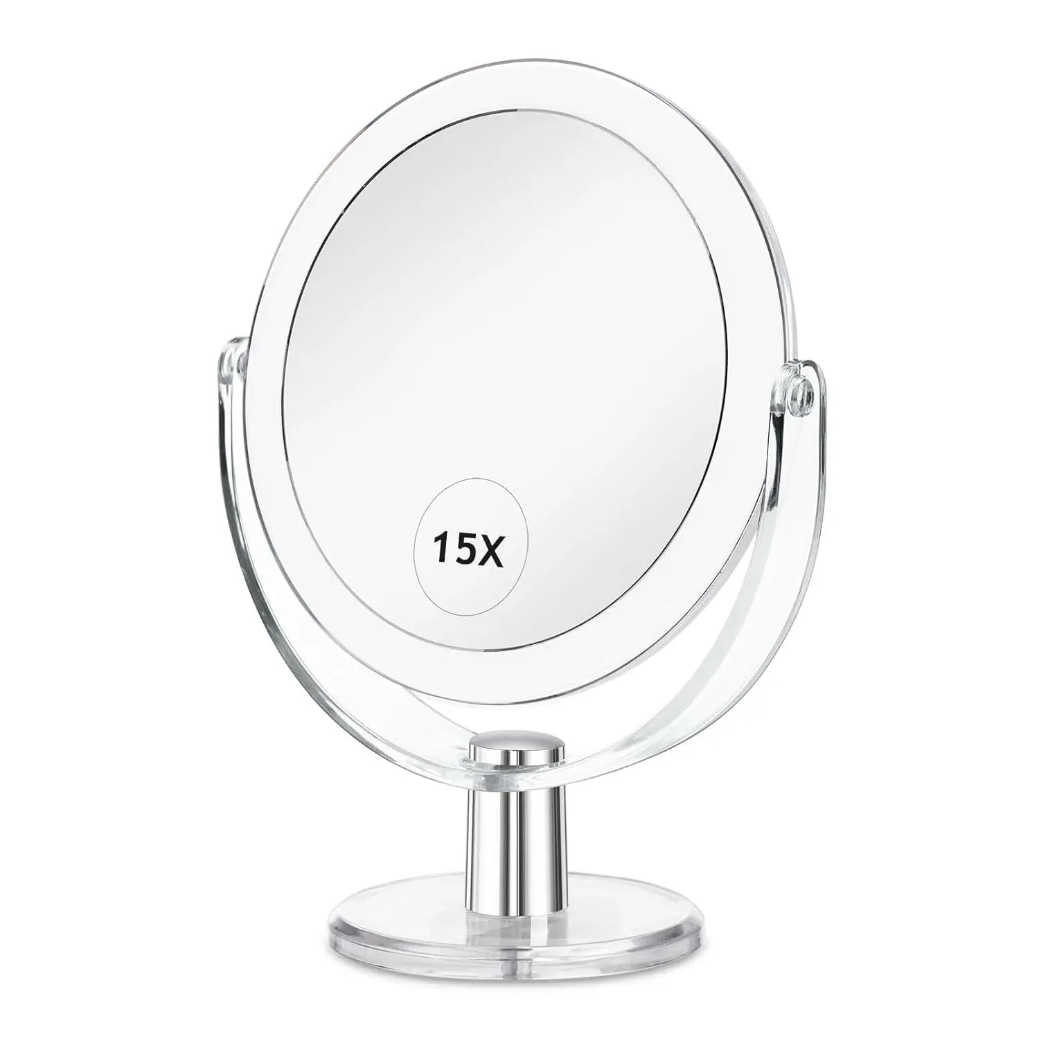 Makeup Mirror with Stand 1X/15X Magnification Double Sided 360 Degree Swivel Magnifying Mirror 6.25 Inch Portable Shaving Mirror