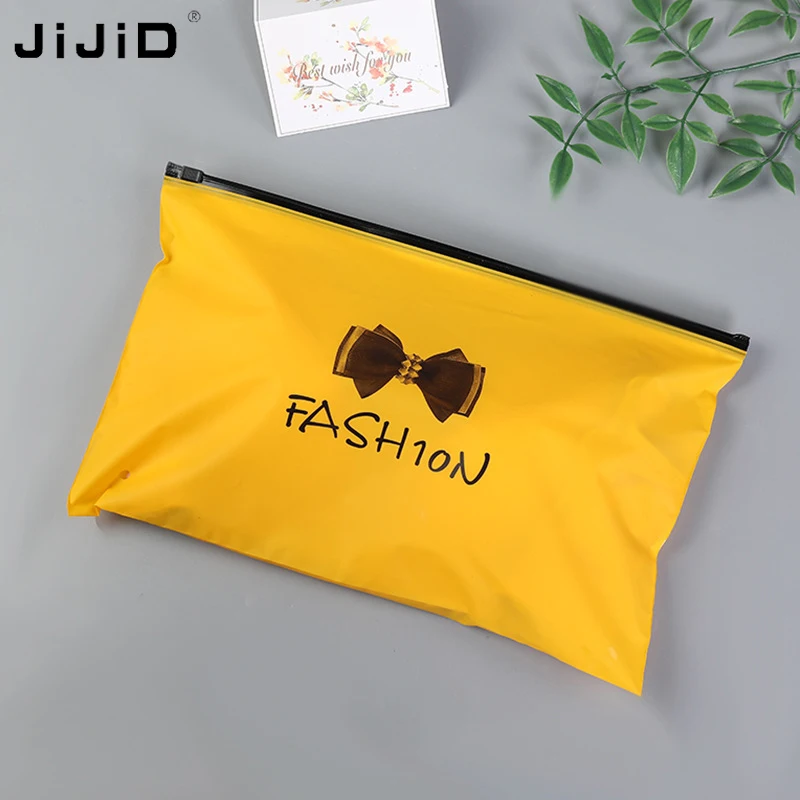 JIJID Custom Matte Print Poly Zipper Lock tshirt bag Frosted Plastic Packing custom logo plastic seal bags for tshirt