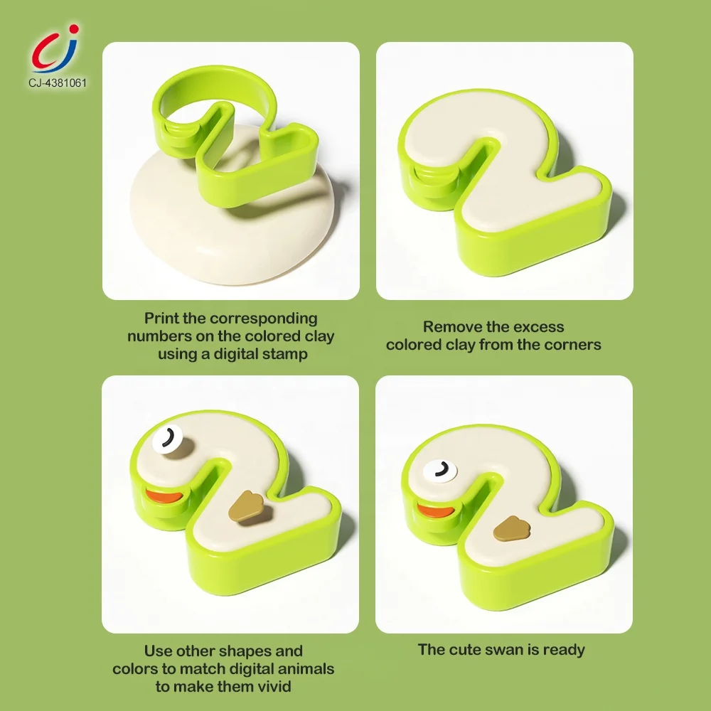 Chengji diy colored clay toy set educational play dough kit question cards tangram animal digital mold clay set for kids