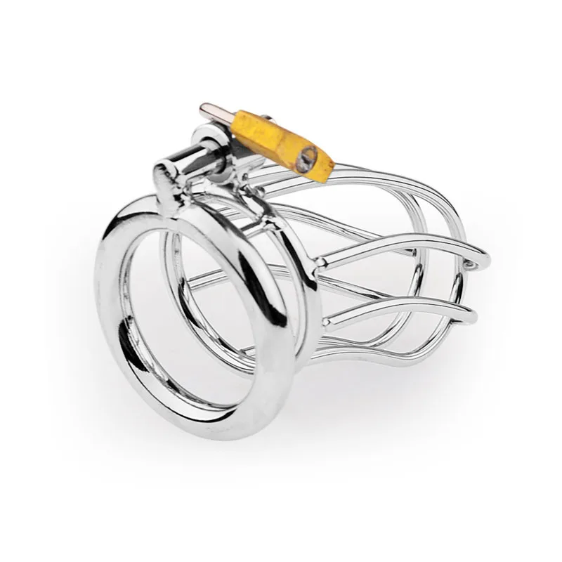 HMJ male sm penis hidden lock device banana shape cock urethral catheter metal stainless steel chastity lock for males