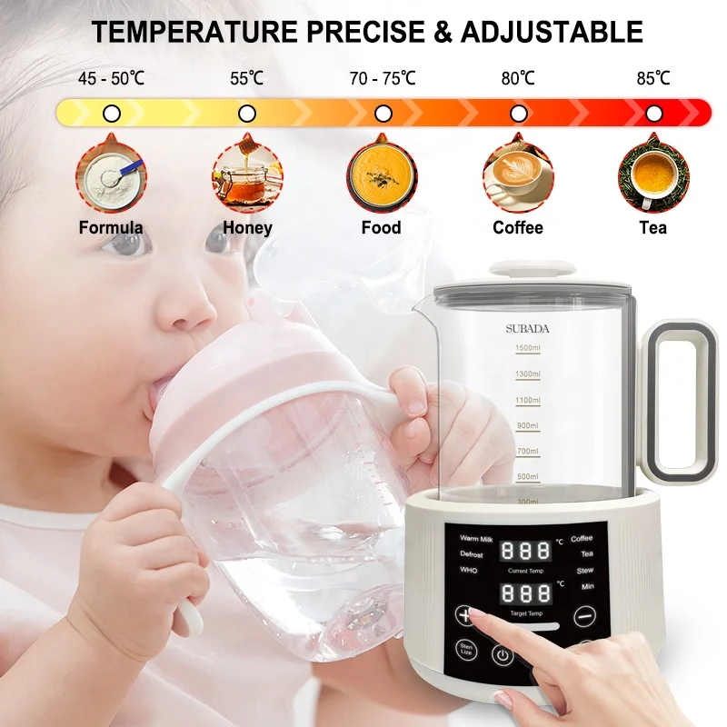 Night light Baby Milk Kettle with Air cooling modulator formula kettle multifunction glass Electric baby milk Boiler kettle