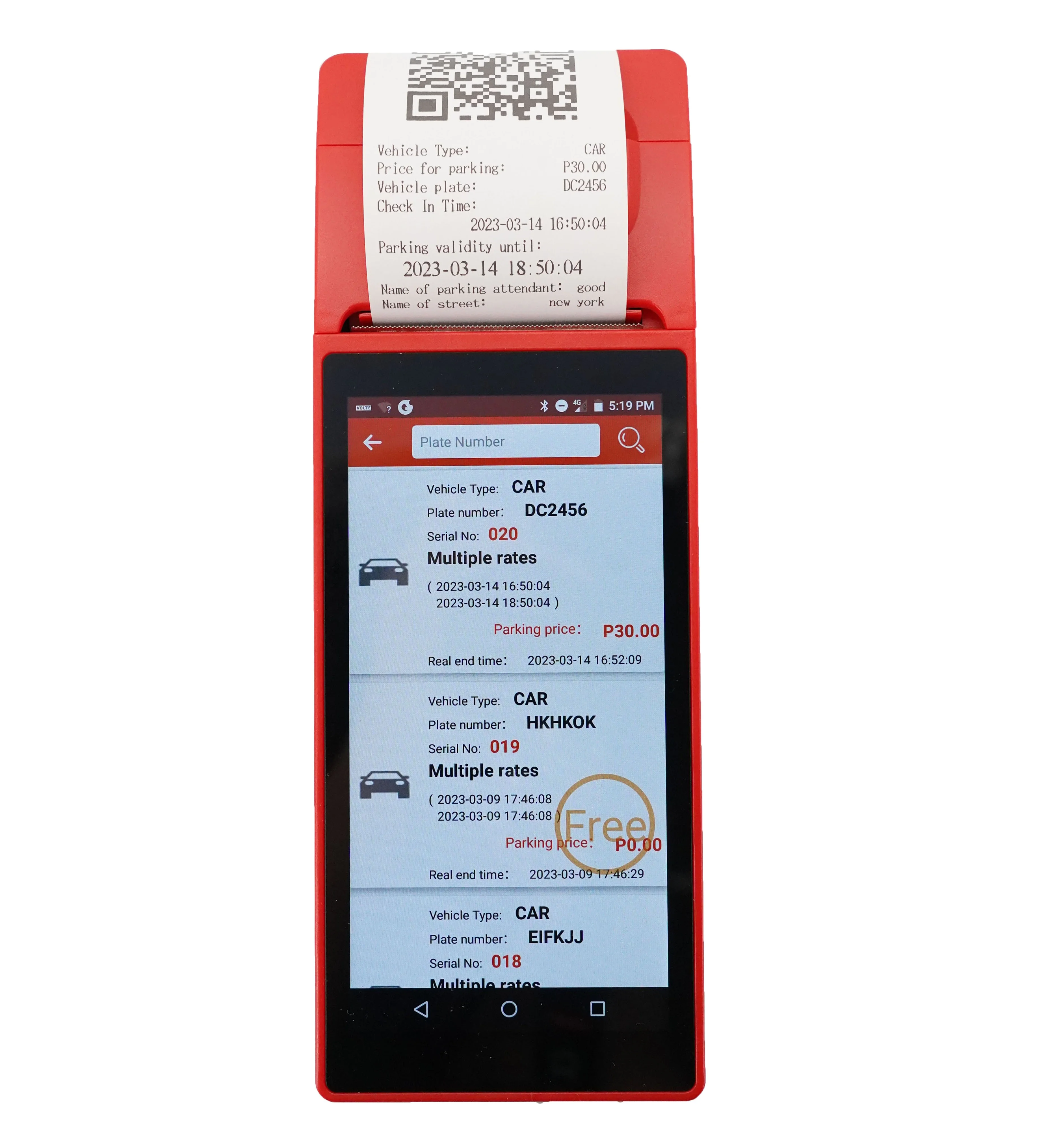GOODCOM сенсорный экран терминал Pos Qr-код ручной парковочный билет печать Android
