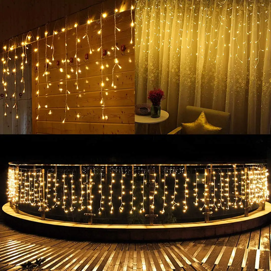 Fairy copper string lights 4*0.6m 96leds high quality Christmas holiday lighting wedding garden hanging icicle star lamp home