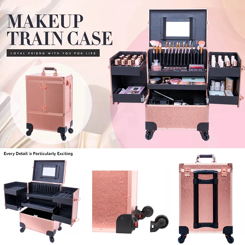 Rolling Makeup Table Nail manicure Trolley  table Vanity Box Cosmetics Beauty Case Organiser