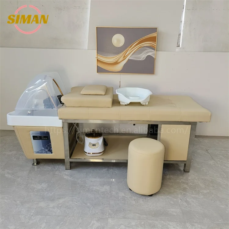 Портативная раковина для шампуня Siman с циркуляцией воды и отпаривателем большим шкафом хранения каркасом кровати из нержавеющей стали