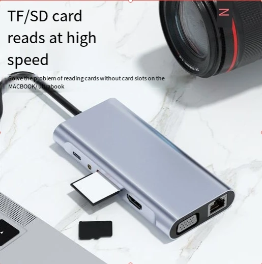 Многоинтерфейсная док-станция для ноутбука 11 в 1 USB 3 0 HDMI RJ45 Type-C расширитель адаптер компьютера концентратора 4K наличие наличии телефон